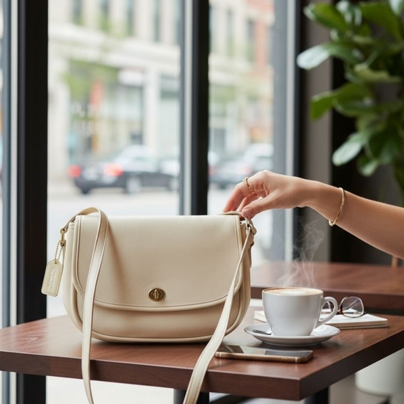 Coach Handbags - Coach Vintage City Bag #9790  Cream Leather Crossbody Bag